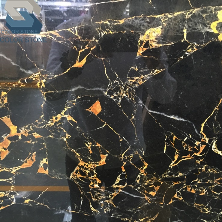 Fantasy Black Gold Flower marble